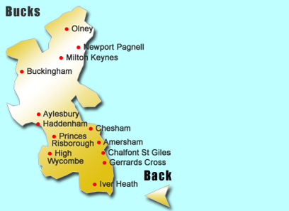 map of Moonlite Entertainments' coverage of Buckinghamshire